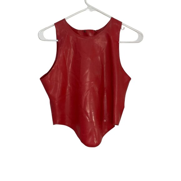 Miaou Jinx Top in Strawberry Large New Womens Faux Leather Vegan Cropped Tank - Picture 6 of 15